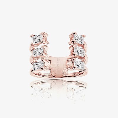 Rose Gold Plated Antella Baguette Grande Ring SJ-R014-CZ(RG)/56