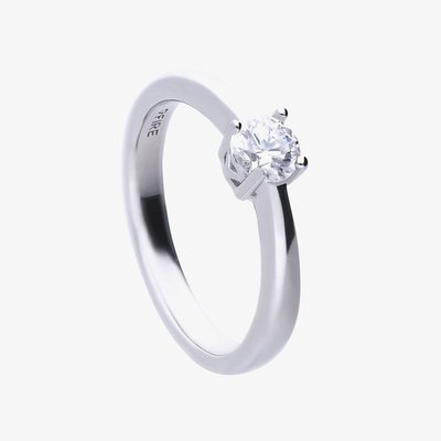 Silver 0.50ct Cubic Zirconia 4 Claw Ring