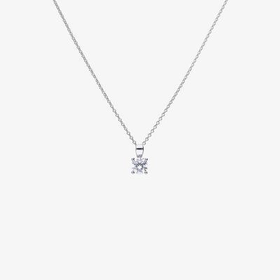 Silver 0.75ct Round Cubic Zirconia 4 Claw Pendant Necklace