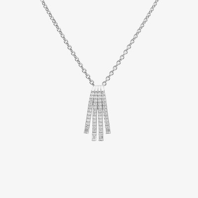 Silver Cubic Zirconia Waterfall Pendant Necklace