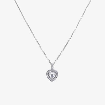 Sterling Silver Heart Cubic Zirconia Necklace