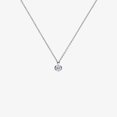 Sterling Silver 0.50ct Bezel Set Cubic Zirconia Solitaire Necklace