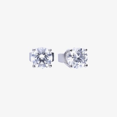 Silver 0.75ct Cubic Zirconia 4 Claw Stud Earrings