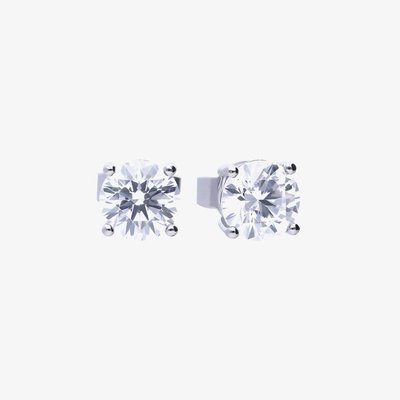 Silver 1.00ct Cubic Zirconia 4 Claw Stud Earrings