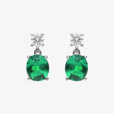 Sterling Silver Green Cubic Zirconia Drop Earrings