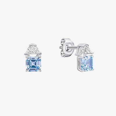 Sterling Silver Light Blue Cubic Zirconia Stud Earrings