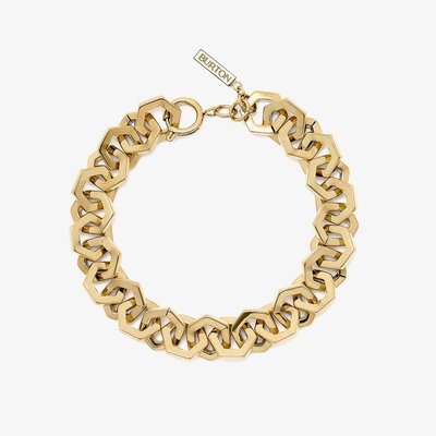 Signature Gold Plated Honeycomb Link Chain Bracelet
