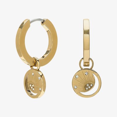 Celestial Sun Gold Plated Crystal Dropper Earrings
