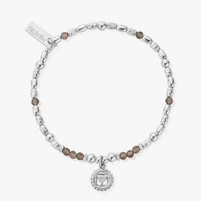Chakra Sterling Silver Smokey Quartz Root Bead Bracelet