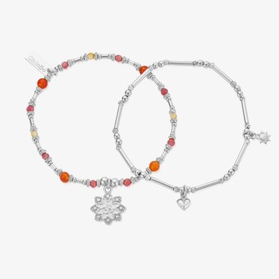 ChloBo Sunkeeper Sterling Silver, Citrine, Fire Agagte & Pink Tourmaline Bracelet Set SBSETFAMU