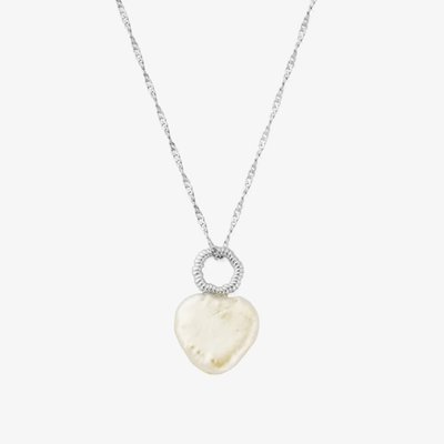 Silver Tiny Twisted Rope Chain Lucky Pearl Necklace
