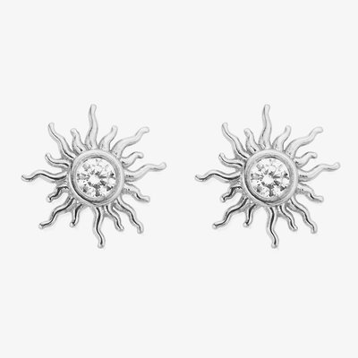 Treasures Of Bali Sunrise Glow Sterling Silver Cubic Zirconia Sun Stud Earrings