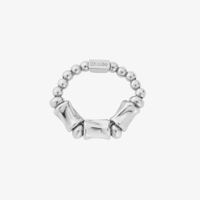 Silver Chunky Twist Bead Ring
