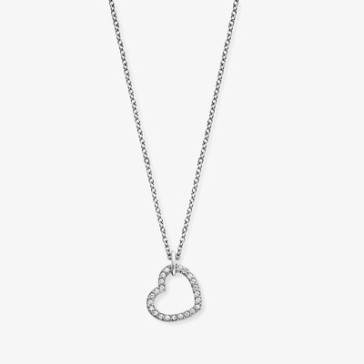 Silver Cubic Zirconia Open Heart Necklace