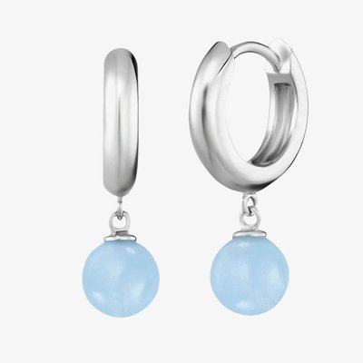 Rainbow Blue Agate Hoop Earrings