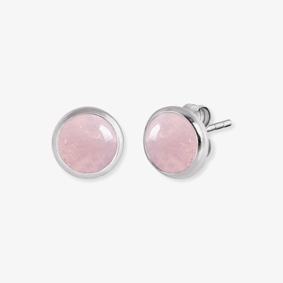 Powerful Stone Silver Rose Quartz Stud Earrings