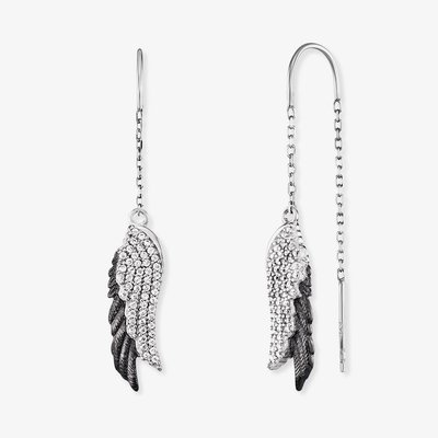 Silver Wing Duo Bicolour Dropper Earrings