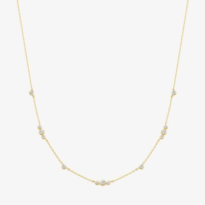 Miss Dainty 14ct Gold Plated Multi Cubic Zirconia Station Necklace