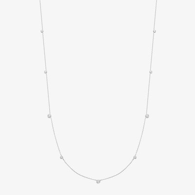 Miss Dainty Sterling Silver Multi Cubic Zirconia Station Necklace