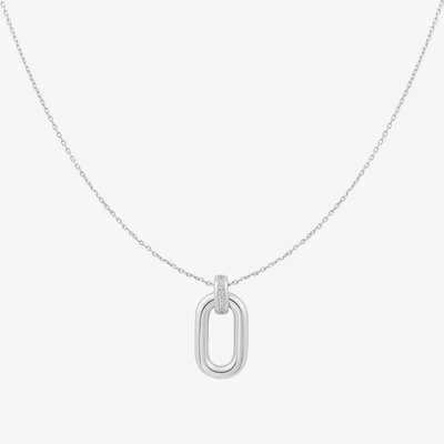 Vogue Maven Sterling Silver Oval Hoop Necklace