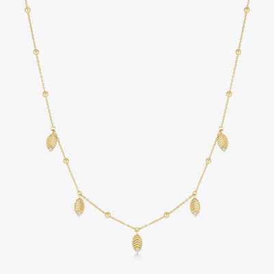 Ania Haie Ripple Joy 14ct Gold Plated Leaf Station Chain N073-06G