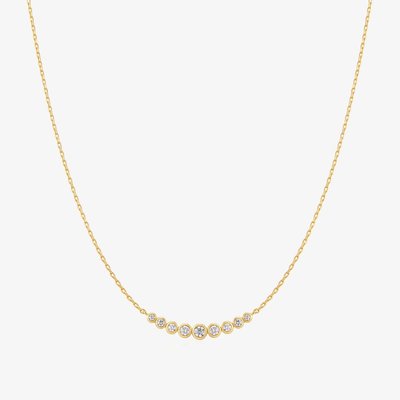 Ania Haie Luna Gaze 14ct Gold Plated Graduated Bezel-Set Chain N075-08G
