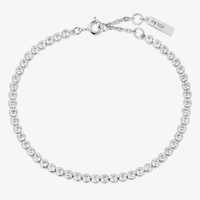 Chic Creator Sterling Silver Bezel Set Cubic Zirconia Bracelet