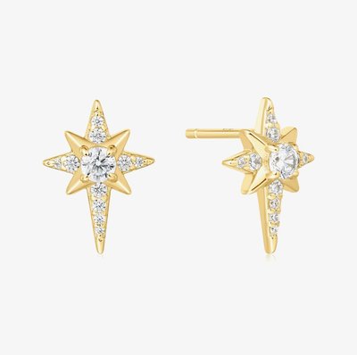 Miss Dainty 14ct Gold Plated Cubic Zirconia Star Stud Earrings