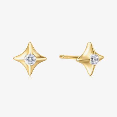 Sunny Sparkler 14ct Gold Plated Cubic Zirconia Star Stud Earrings