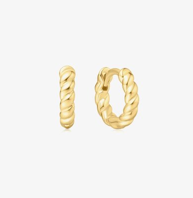 Chill Voyager 14ct Gold Plated Textured Small Huggie Hoop Earrings