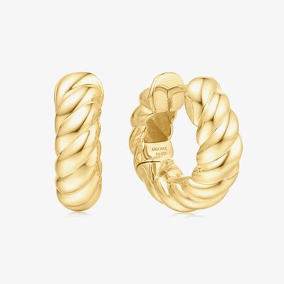 Chill Voyager 14ct Gold Plated Textured Medium Huggie Hoop Earrings