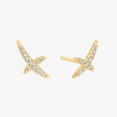 Heart Hunter 14ct Gold Plated Cubic Zirconia Kiss Stud Earrings