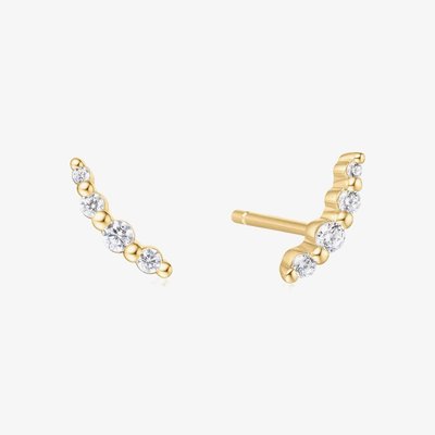 Miss Dainty 14ct Gold Plated Cubic Zirconia Beaded Stud Earrings