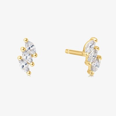 Chill Voyager 14ct Gold Plated Triple Marquise Stud Earrings
