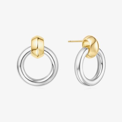 Vogue Maven Two Tone Hoop Stud Earrings
