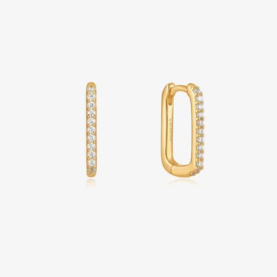 Glam Rock 14ct Gold Plated Sparkling Oval Hoop Earrings