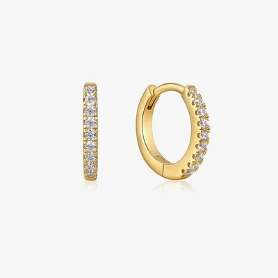 14ct Gold Plated Sparkle Huggie Hoop Earrings