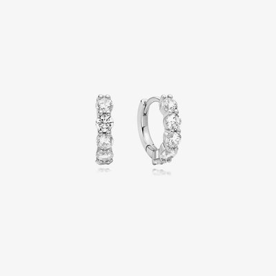Ania Haie Luna Gaze Silver Quintet Cubic Zirconia Huggie Earrings E075-05H