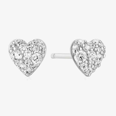 Ania Haie Starlit Drops Silver Pave Heart Stud Earrings E074-01H