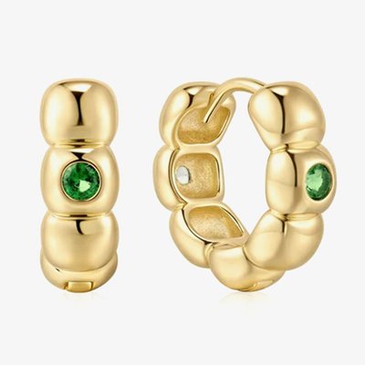 Ania Haie Tide Echo 14ct Gold Plated Reversible Puffy Huggie Hoop Earrings E072-04G