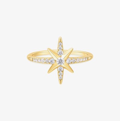 Miss Dainty 14ct Gold Plated Cubic Zirconia Star Ring