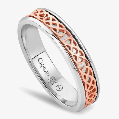 Annwyl Silver 9ct Rose Gold Slim Channel Band Ring