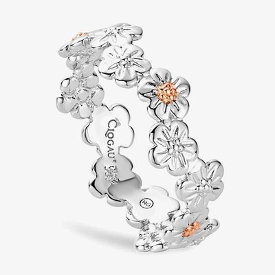 Silver & 9ct Rose Gold Forget Me Not Flower Ring