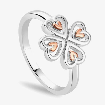 Silver & 9ct Rose Gold Tree Of Life Heart Ring