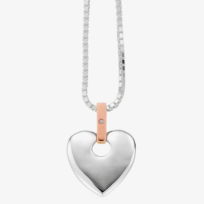 Silver 9ct Rose Gold Cariad Pendant
