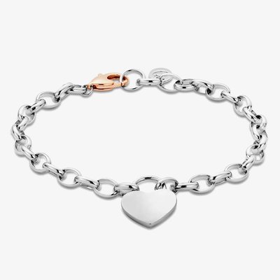 Sterling Silver & Rose Gold Heart Padlock Bracelet