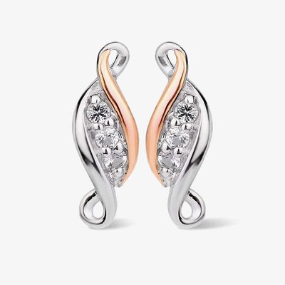 Past Present Future Silver Topaz Stud Earrings