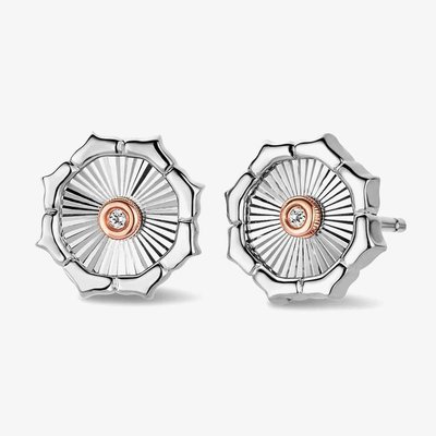 Silver & 9ct Rose Gold Nos Da Stud Earrings