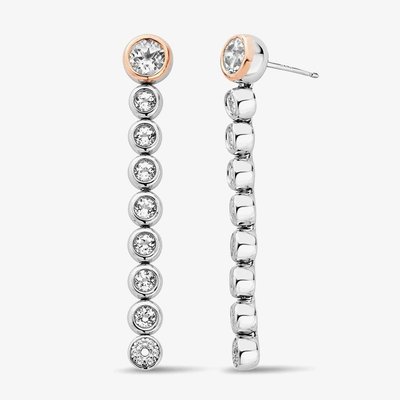 Celebration Silver White Topaz Drop-Hoop Earrings