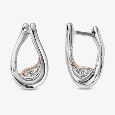 Two Colour Past Present Future Twist Hoop Earrings